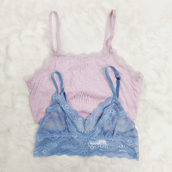 Honeydew Purple & Blue Floral Lace Strappy Bralette 2 Bra Bundle 2299 - Picture 1 of 11